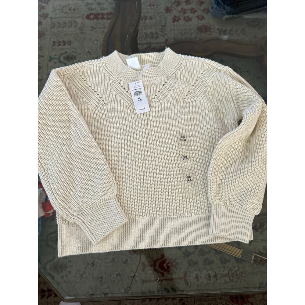 NWT Gap Kids Cream 100% Cotton Oversized Crew Neck Sweater Size XS